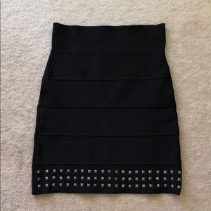 BCBG Black Studded Bandage Skirt